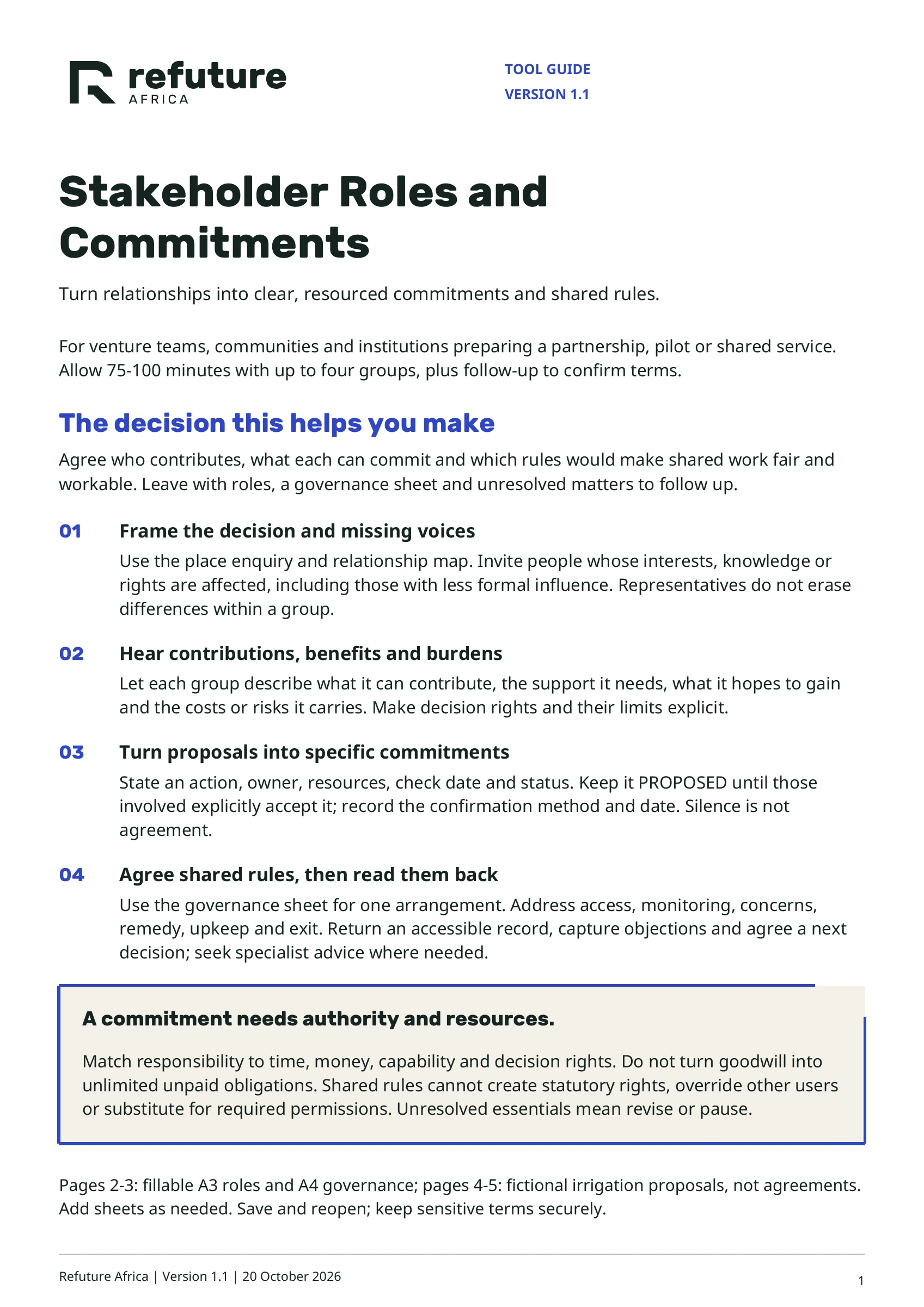 Cover of Stakeholder Roles & Commitments