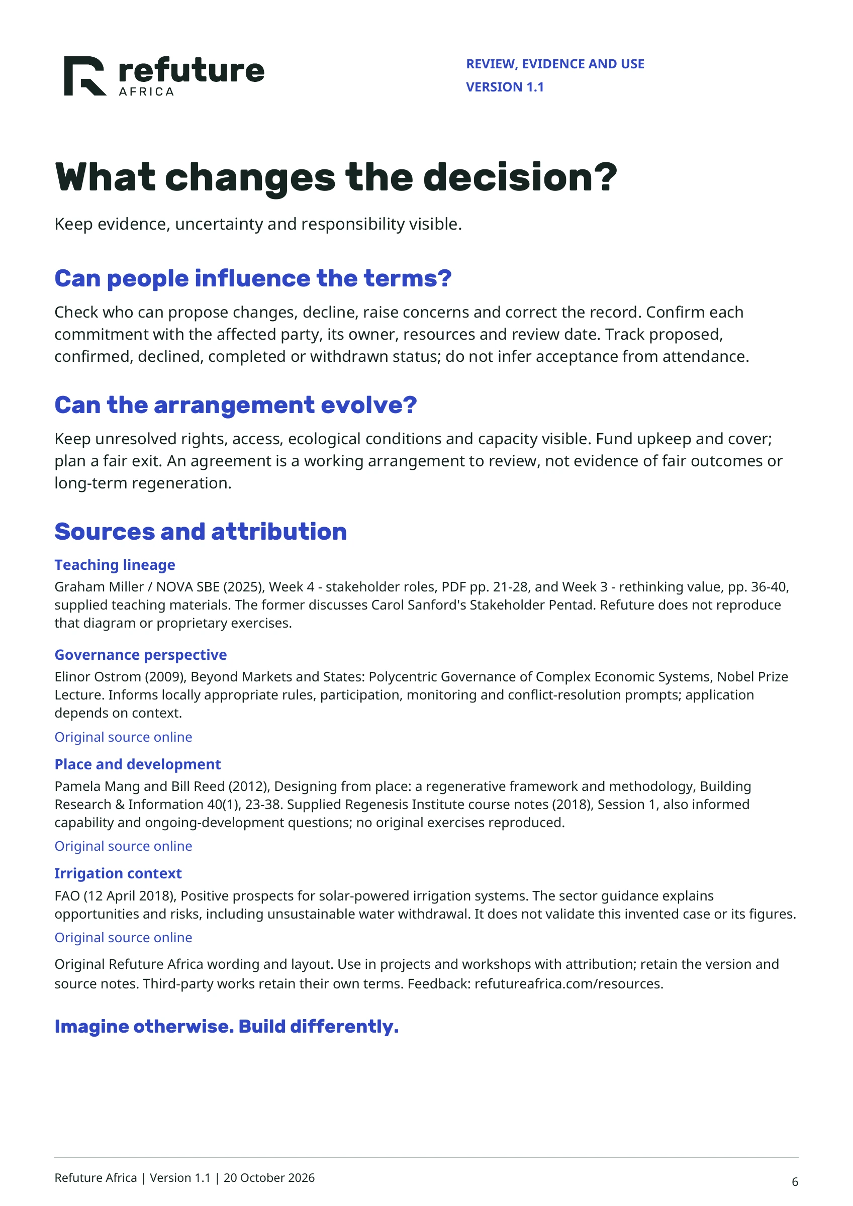 Stakeholder Roles & Commitments — page 6: Review, evidence and use