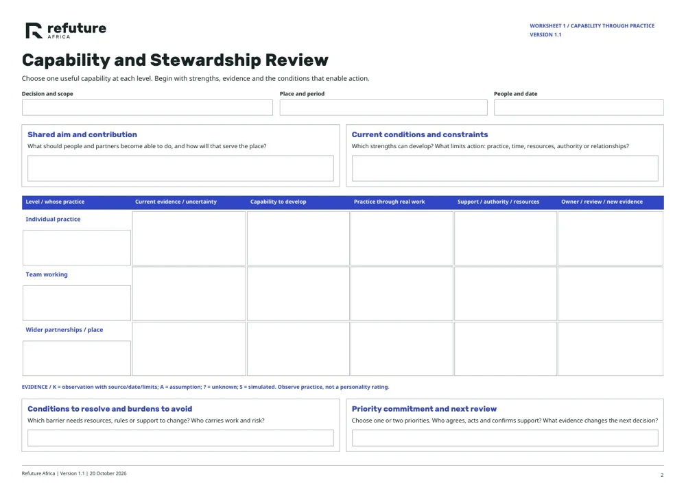 Preview of the Capability & Stewardship Review worksheet